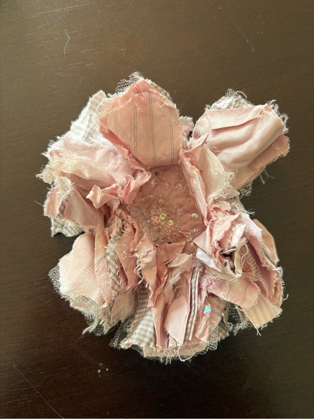 Pink Fabric Flower Brooch with Sequin Center - Women Jewelry Brooch